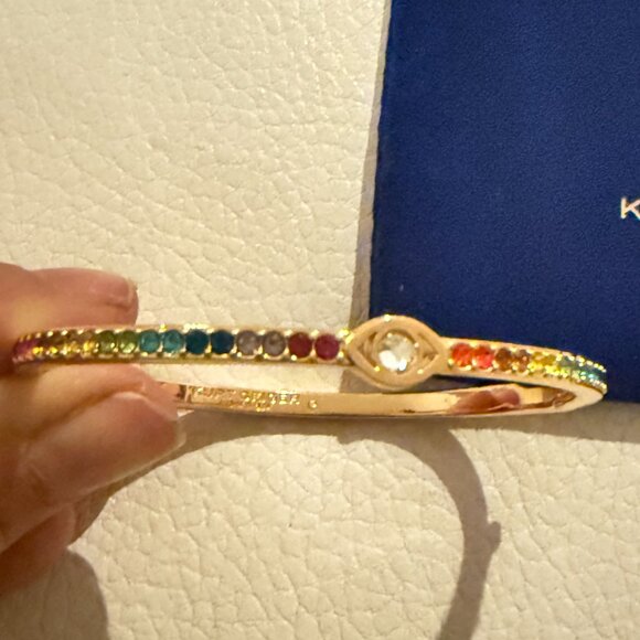 NWT KURT GEIGER Evil Eye Crystal Hinge Bangle BRACELET MULTICOLOR W BAG - Picture 6 of 7